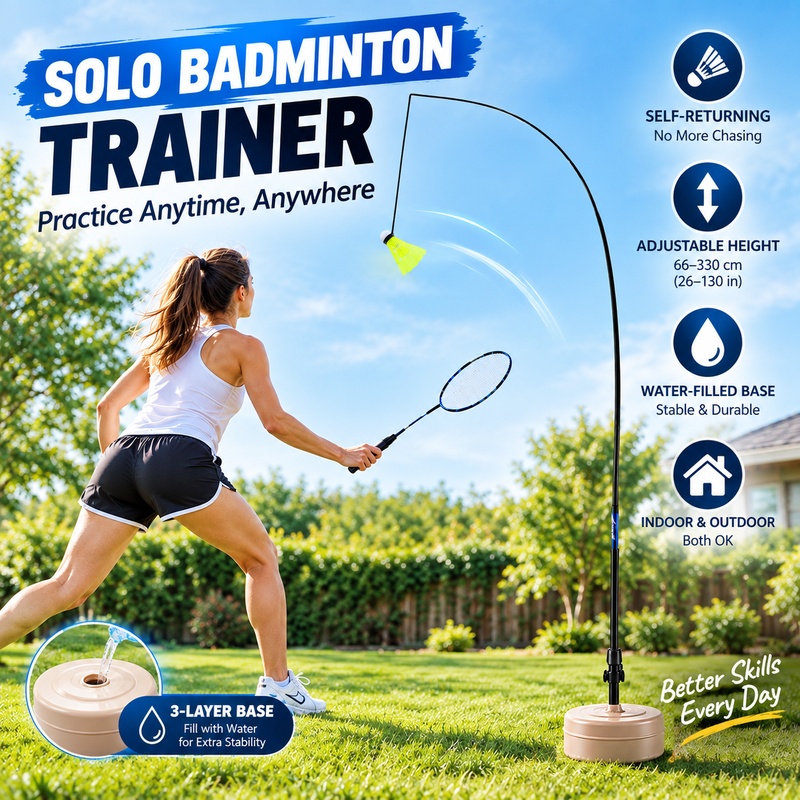 Solo Badminton Trainer Self-Re - Badminton Shuttlecock recension och pris