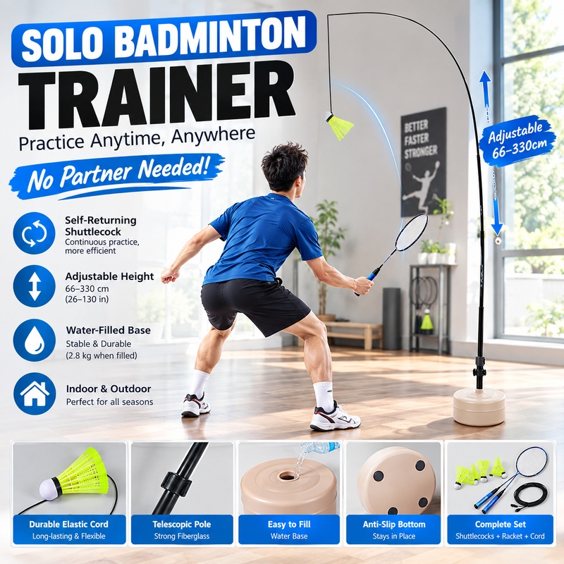 Solo Badminton Trainer Self-Re - Badminton Shuttlecock recension och pris